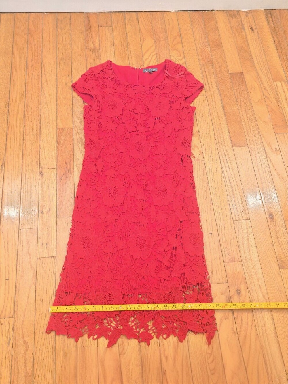 Luxology Burgundy Floral Lace Mini Dress